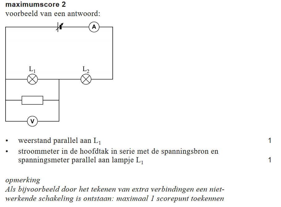 Antwoordmodel vraag 3 Lampjespracticum, figuur 1